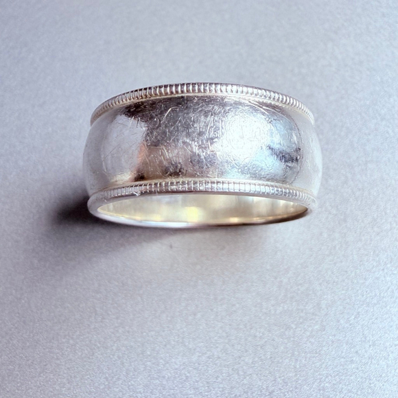 8mm Wide Chunky Cigar Band 925 Sterling Silver Ring Vintage - Picture 3 of 7